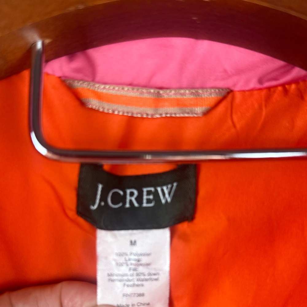 J. CREW Pink Nylon Down Filled Full Zip Puffer Vest Jacket‎ Women’s M - Picture 4 of 8